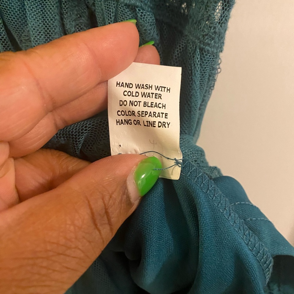 Honey Punch Teal Lace Maxi Dress - Picture 4 of 5